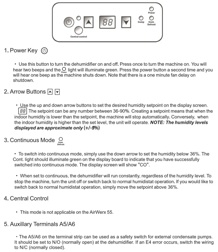 base aire AirWerx - Key Functions