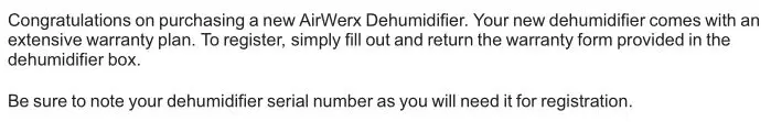 base aire AirWerx - Warranty Registration