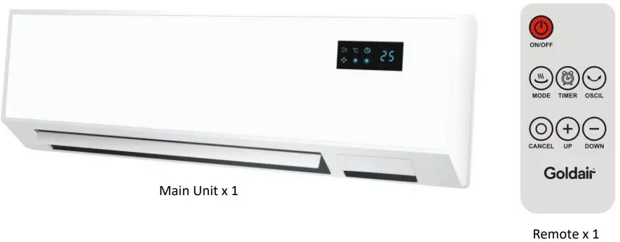 Goldair GCW240 2400W Ceramic Wall Heater - fig 1