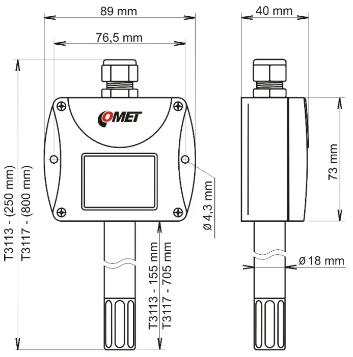 COMET T3113 Temperature and Humidity Duct Probe - FIG 10