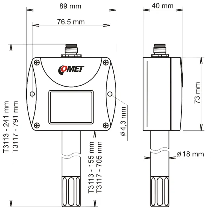 COMET T3113 Temperature and Humidity Duct Probe - FIG 11