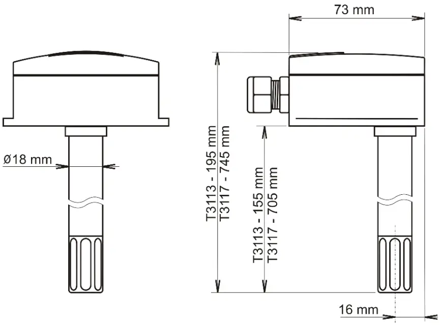 COMET T3113 Temperature and Humidity Duct Probe - FIG 12