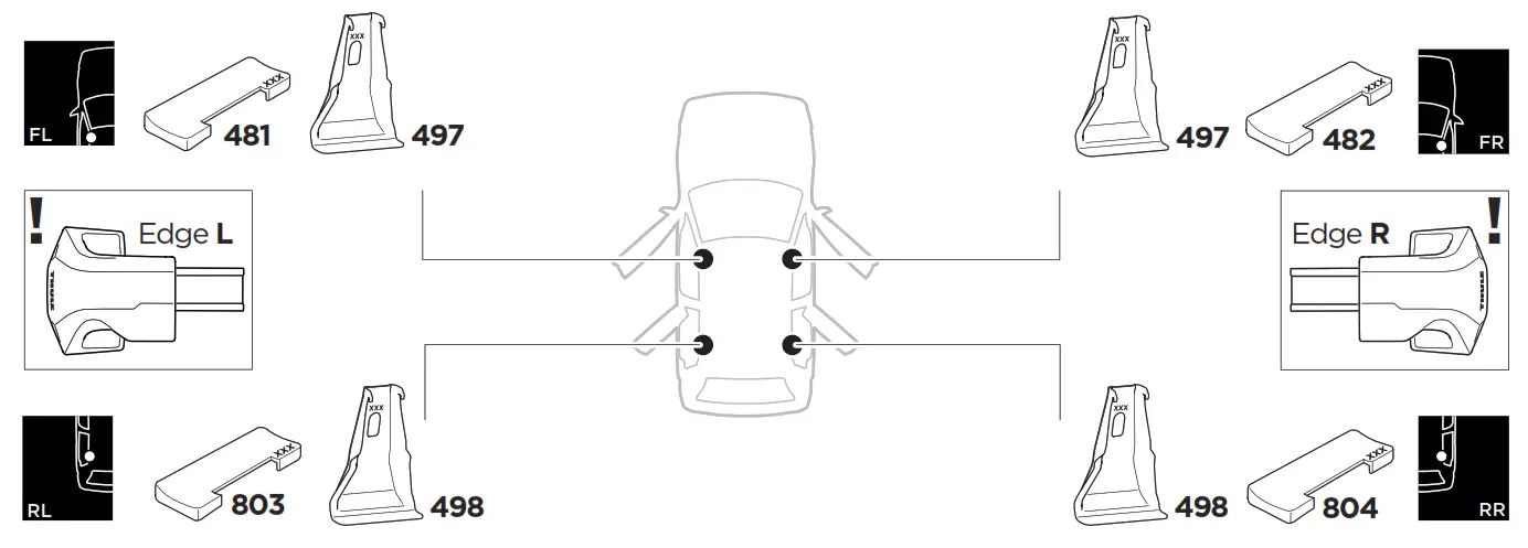 THULE 145273 Toyota 80 Series Harrier Roof Carrier Mounting Kit - fig