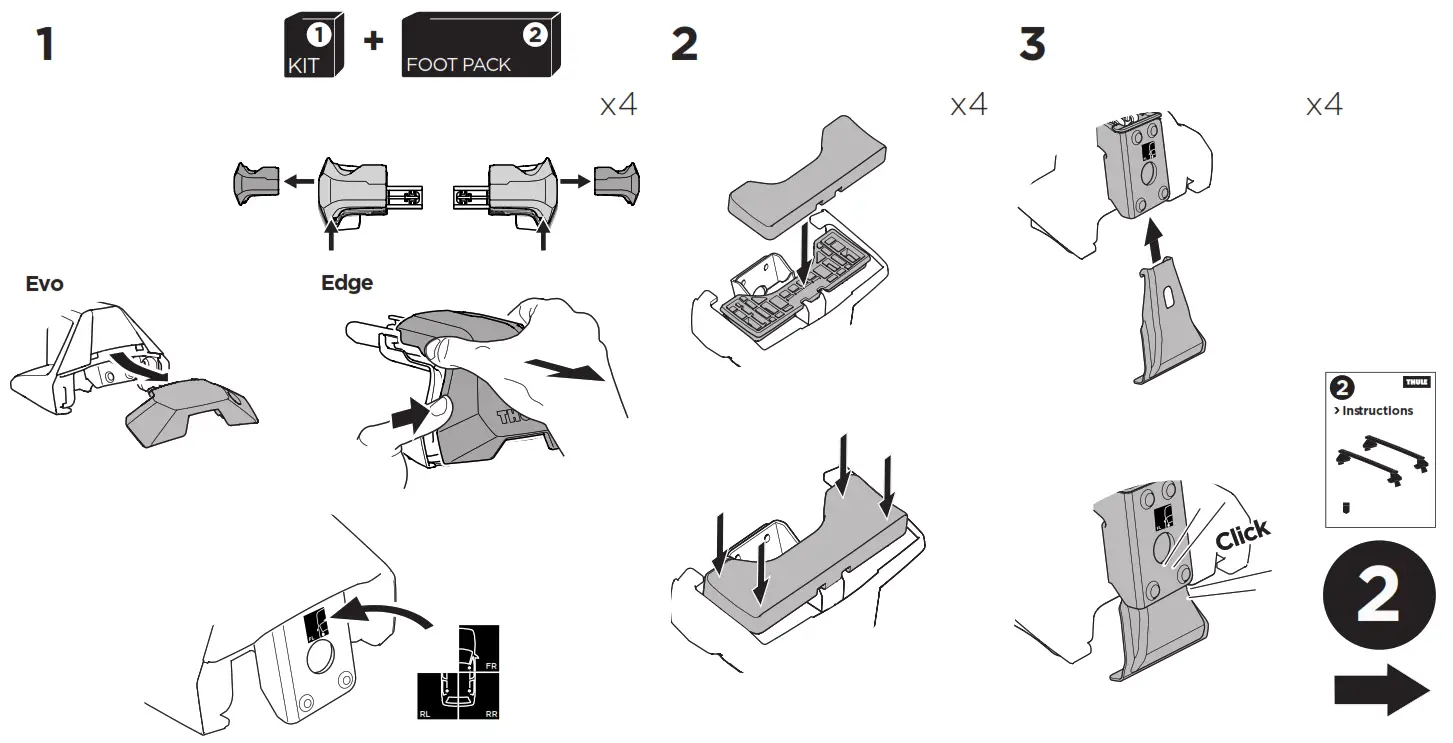 THULE 145273 Toyota 80 Series Harrier Roof Carrier Mounting Kit - fig1
