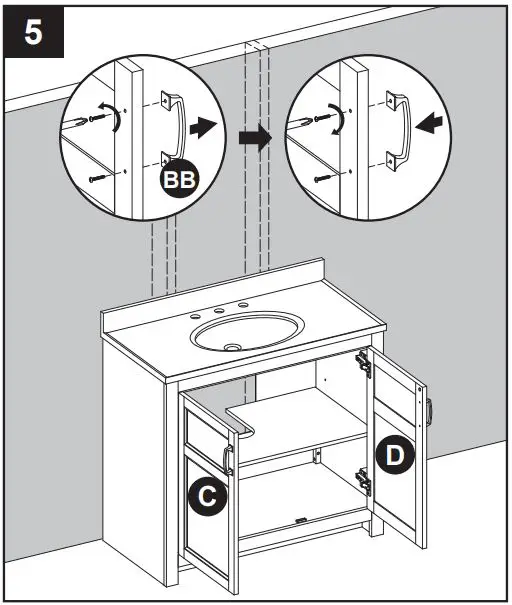 Style SELECTIONS 1678VA-37-292-934 Gray Single Sink Bathroom Vanity Instruction Manual - One set of handles