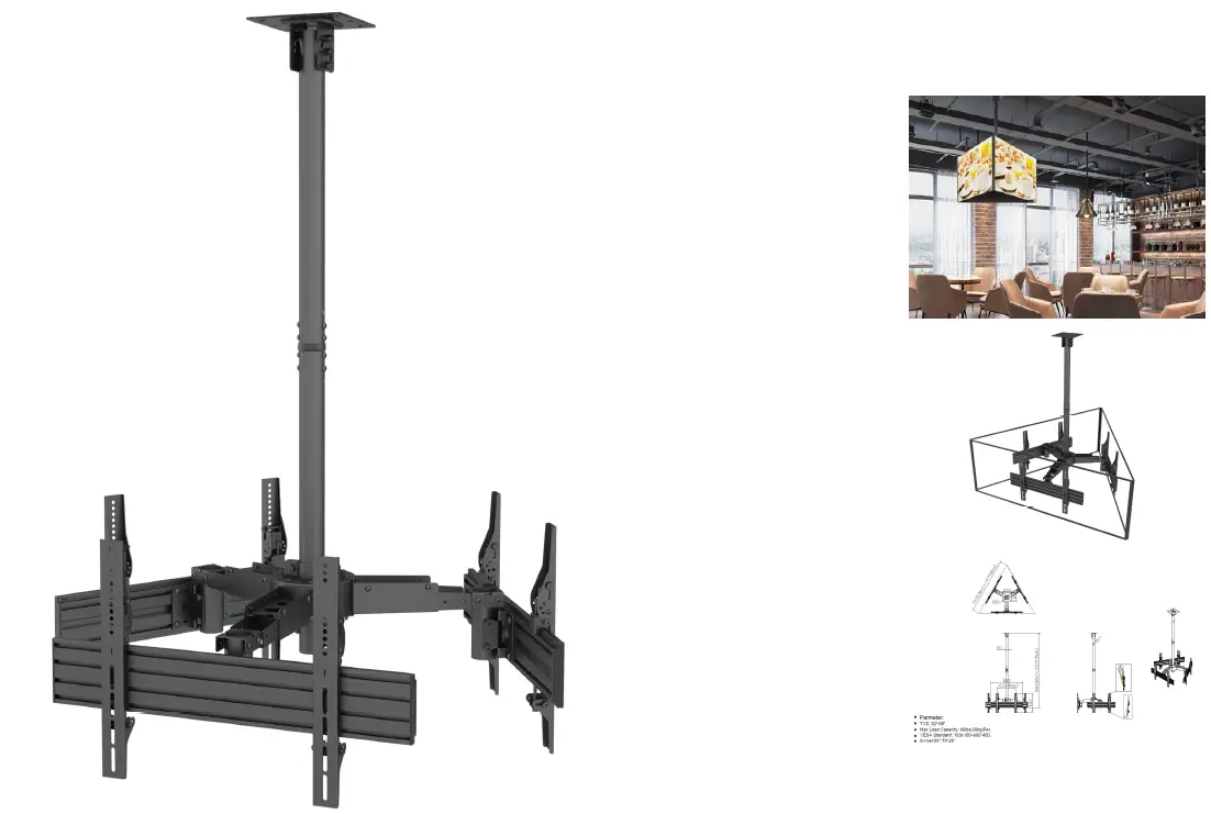 CONCEPTRONIC-650371-32"-65"-Ceiling-Mount-Triple-Screen-TV-Bracket-1