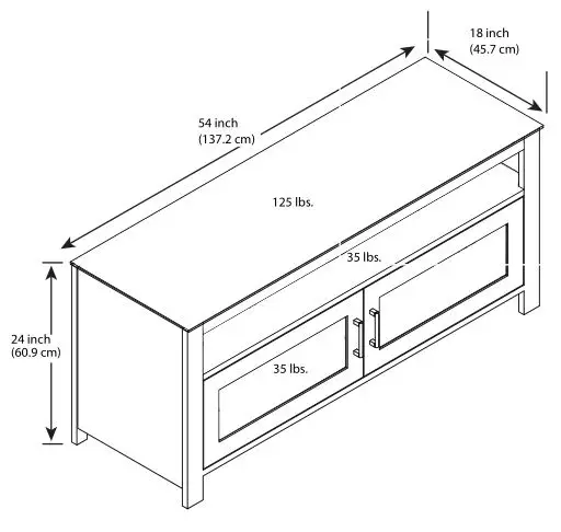 Insignia NS-HWMG1754G TV Stand - Dimention