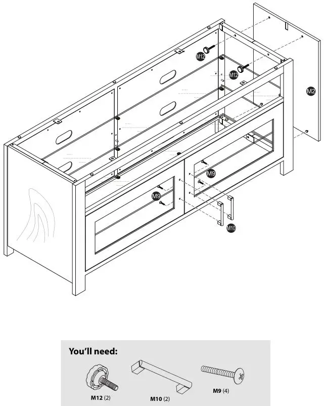 Insignia NS-HWMG1754G TV Stand - Installing the right side and door handles