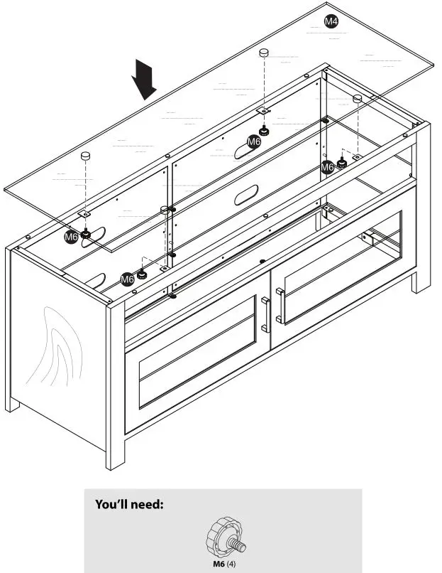 Insignia NS-HWMG1754G TV Stand - Installing the top