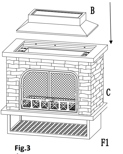 SUNJOY GROUP A304001100 Farmington Wood Burning Fireplace - Fig 12