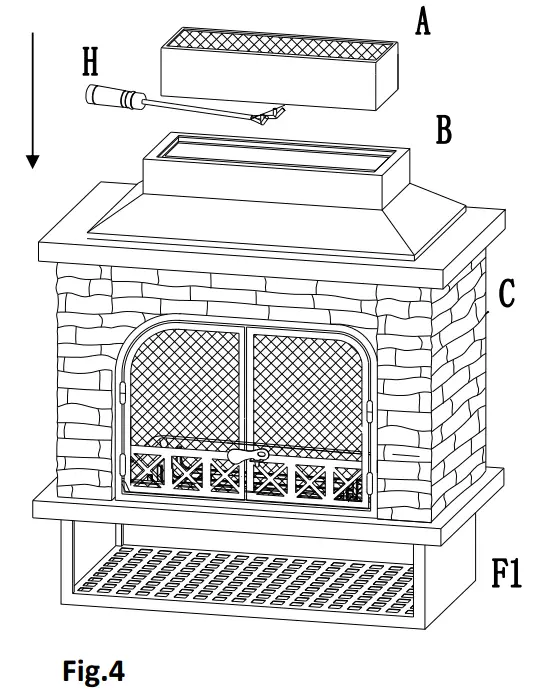 SUNJOY GROUP A304001100 Farmington Wood Burning Fireplace - Fig 13
