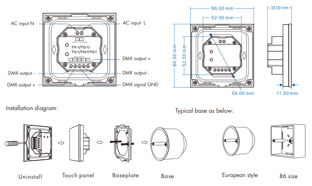 SKYDANCE T111 Wall Mounted Touch Panel - Fig1
