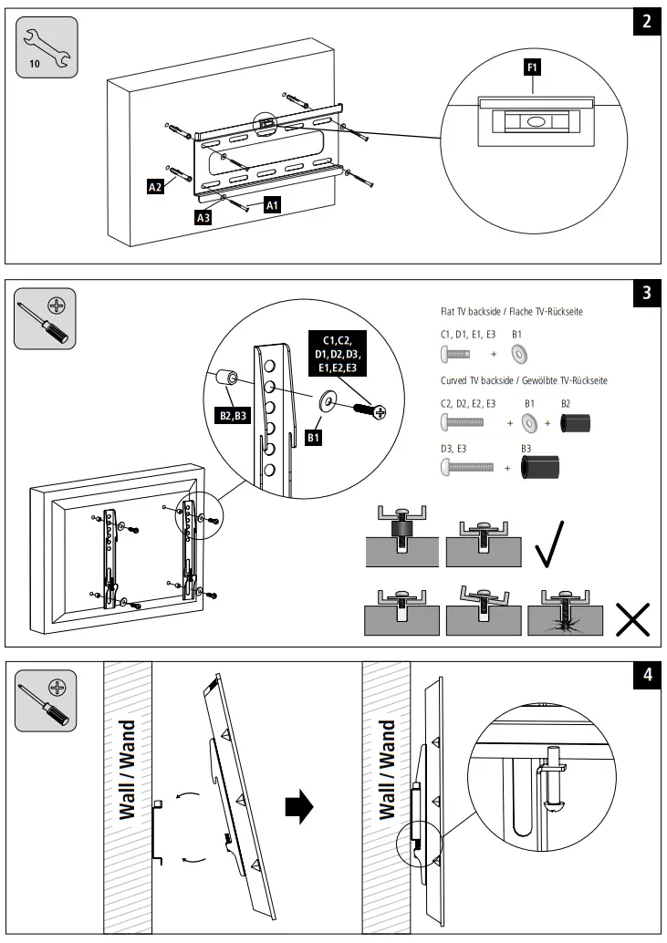 hama 00108714 19 inch To 46 inch Fixed Flat TV Bracket - FIG 3