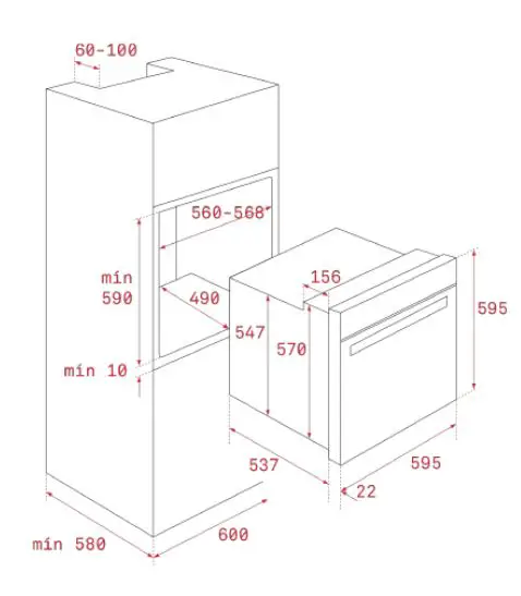 TEKA HLB 8400 Multifunction Oven Owner's Manual - Dimensions