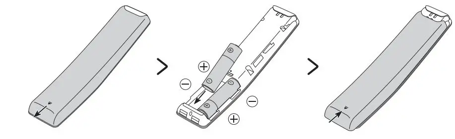 SAMSUNG 8 Series Crystal UHD 4K Smart TV User Manual - Installing batteries into the Samsung Smart Remote
