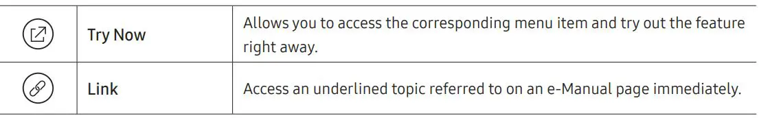 SAMSUNG 8 Series Crystal UHD 4K Smart TV User Manual - Learning the functions of the buttons that appear on e-Manual