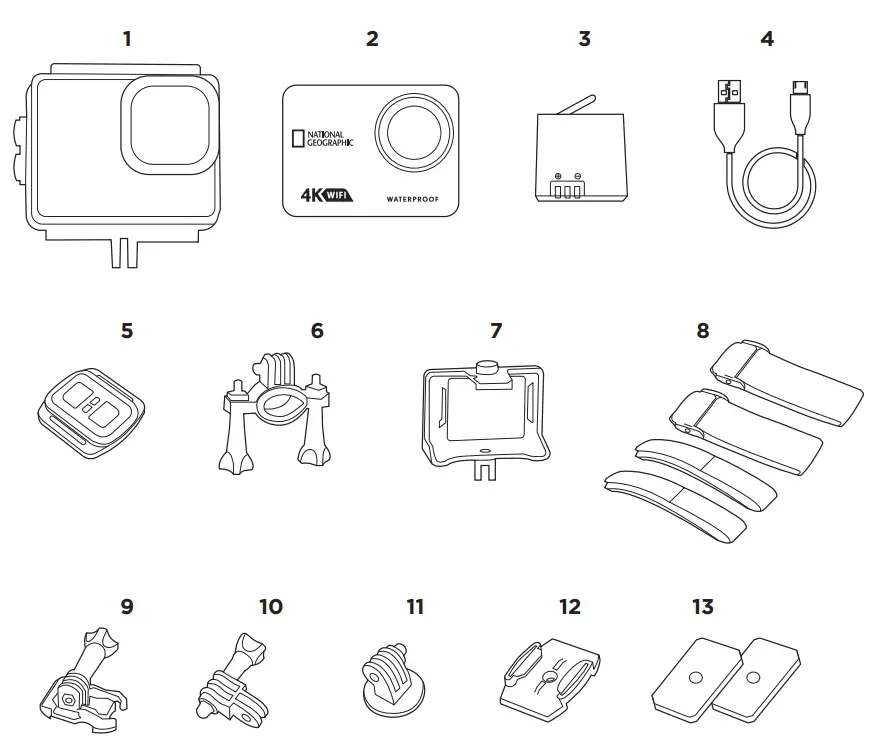 NATIONAL GEOGRAPHIC 80-83003 4K WiFi Waterproof Action Camera - Fig