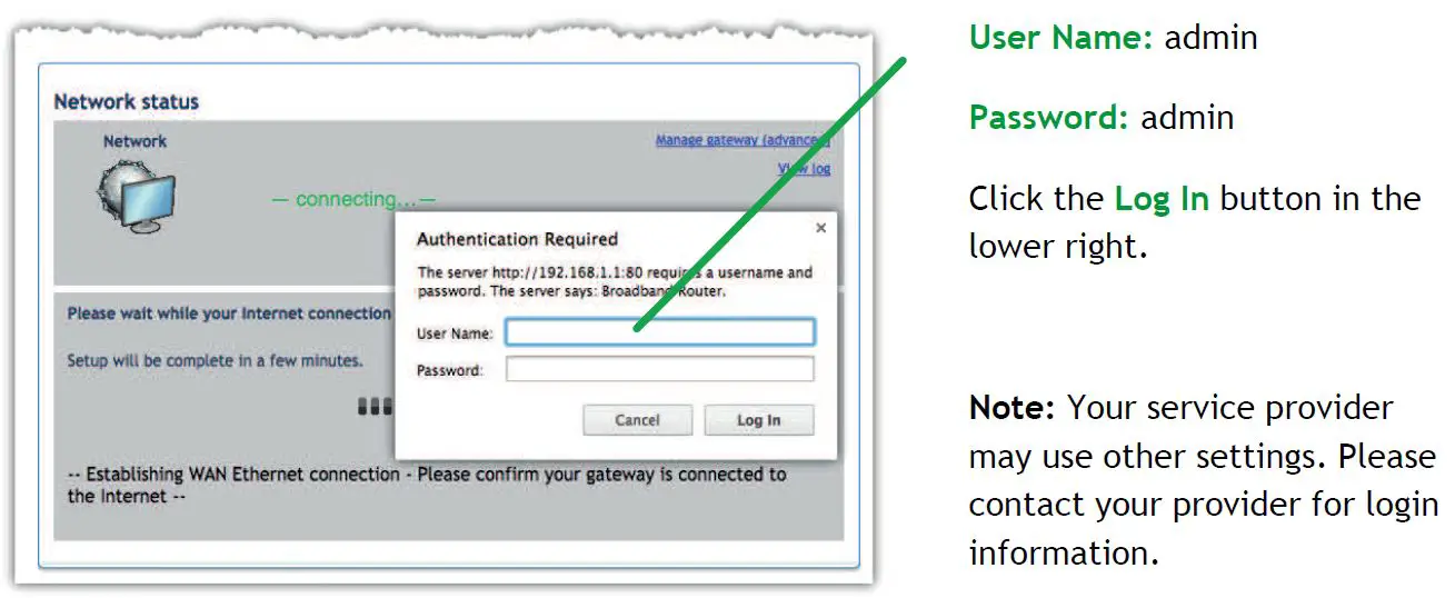 Logging in to your gateway 2