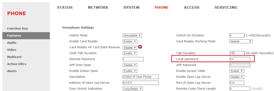 Alcatel SD602 Heavy Duty Video Access Control - Local password