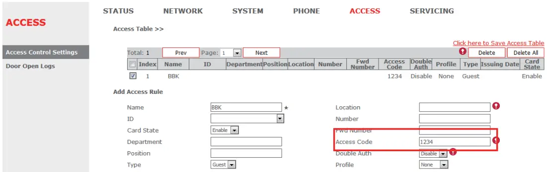 Alcatel SD602 Heavy Duty Video Access Control - Private access code