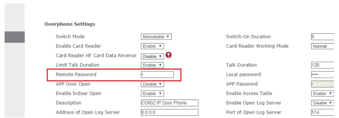 Alcatel SD602 Heavy Duty Video Access Control - Remote password