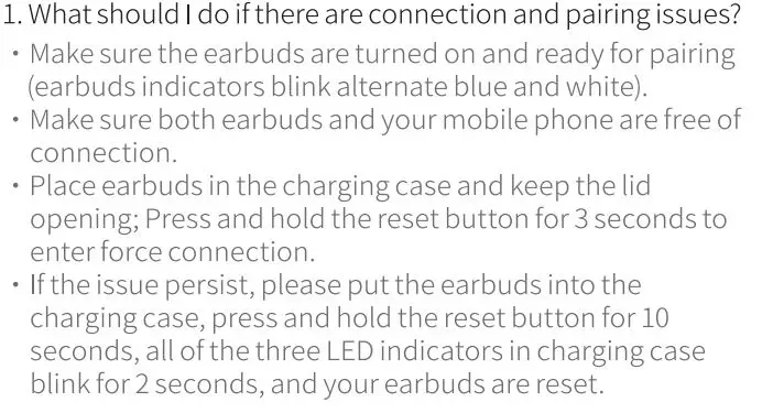 UGREEN WS108 HiTune X5 True Wireless Stereo Earbuds User Manual - Troubleshooting