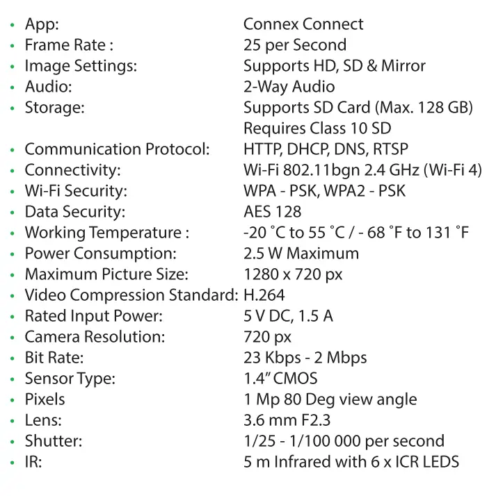 connex- CONNECT- Smart -WiFi- 720P -IP- Camera -Indoor -10