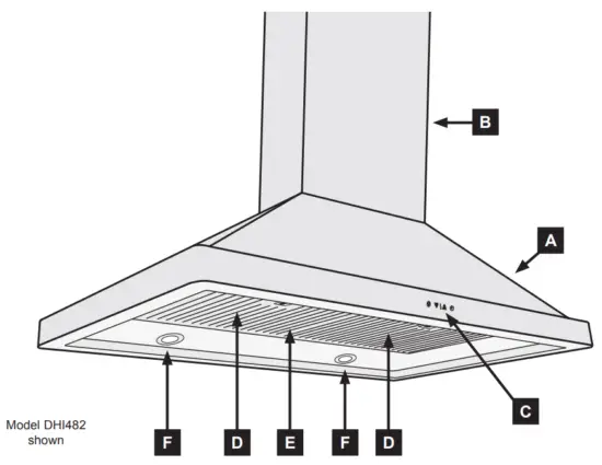 dacor DHI361 Island Wall Hoods -