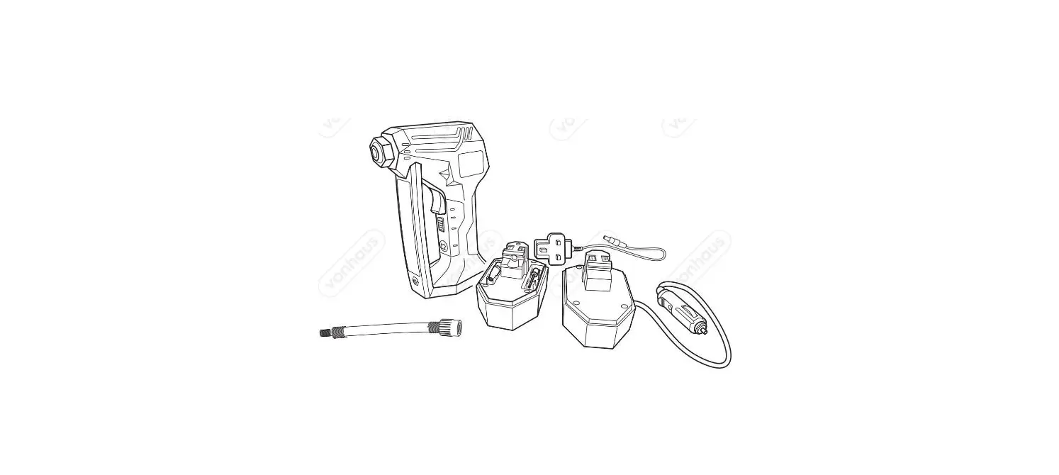 Vonhaus 3500001 12v Tyre Inflator Cordless Handheld Air Compressor Pump Instruction Manual