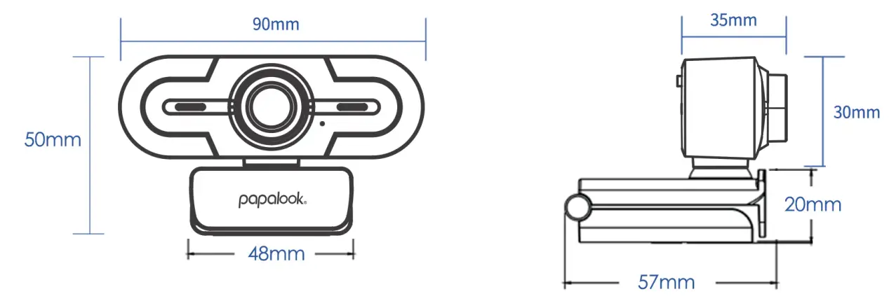 papalook PA452 Pro Webcam with Mic for Live Stream Product size