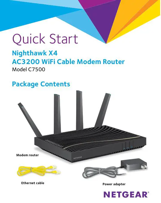 Nighthawk X4 AC3200 WiFi Cable Modem Router C7500 User Manual