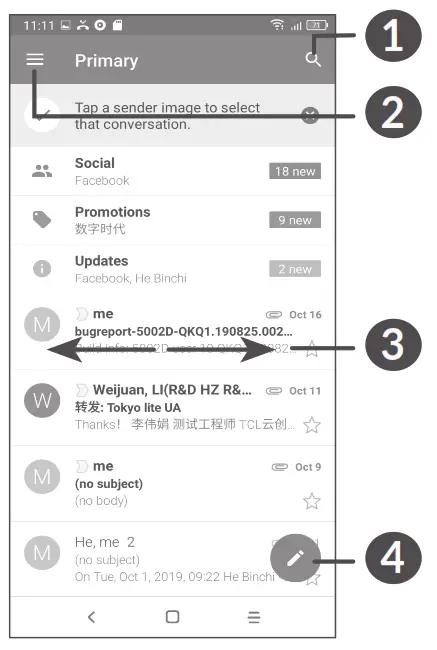 alcatel B1 Smartphone - Gmail