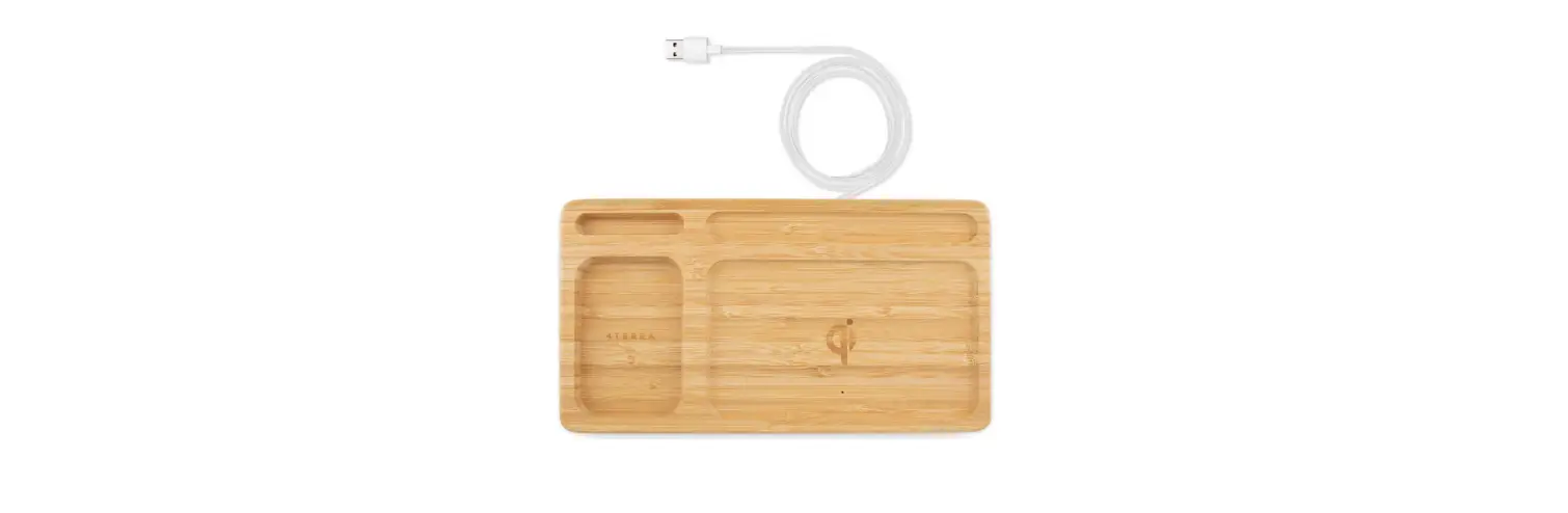 4terra 4twc04 Bamboo Wireless Charger And Desk Organizer User Manual