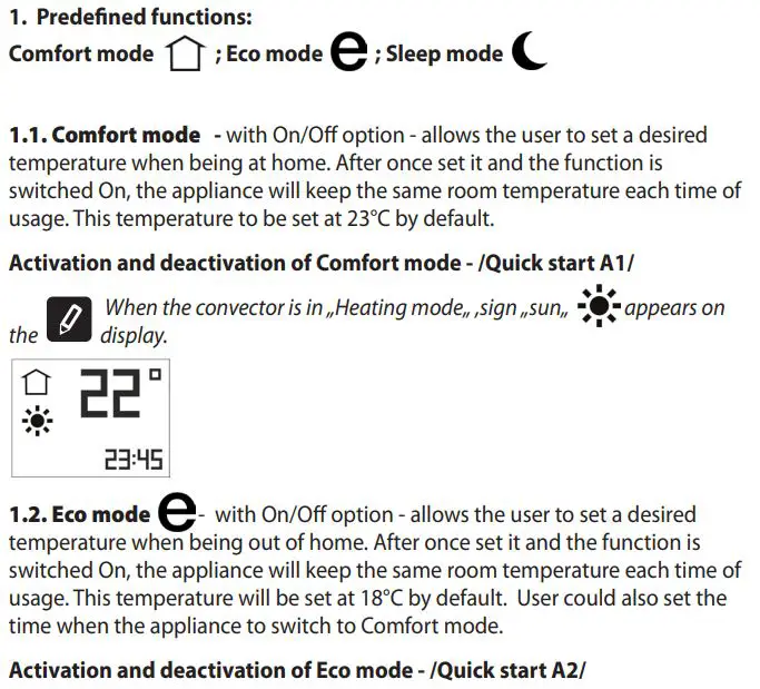TESY CN 052 200 EI CLOUD W F Electric Panel Heater User Guide - OPERATION INSTRUCTIONS