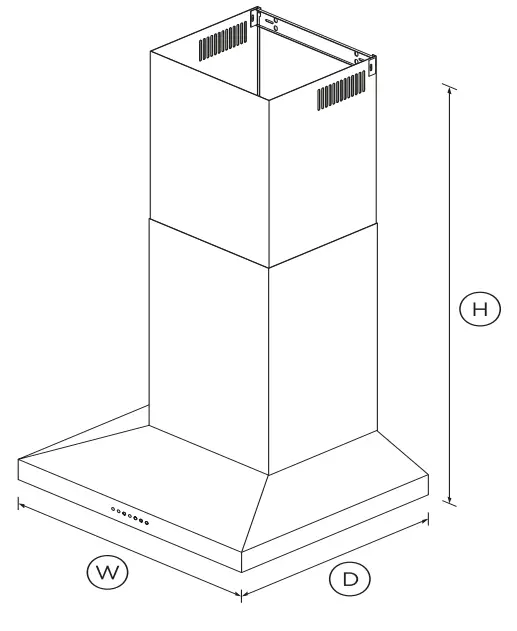 FISHER PAYKEL HC60PLX4 60cm Wall Rangehood - DIMENSIONS