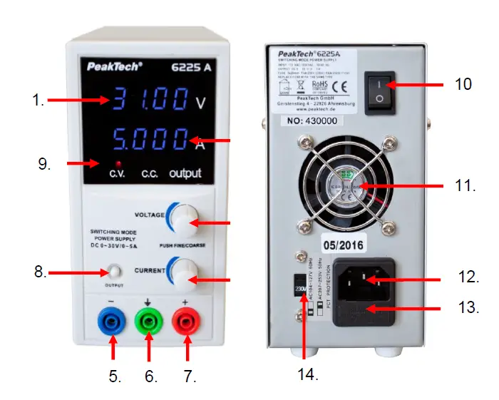PeakTech 6225 A 6226 Laboratory Switching Mode Power Supply 1