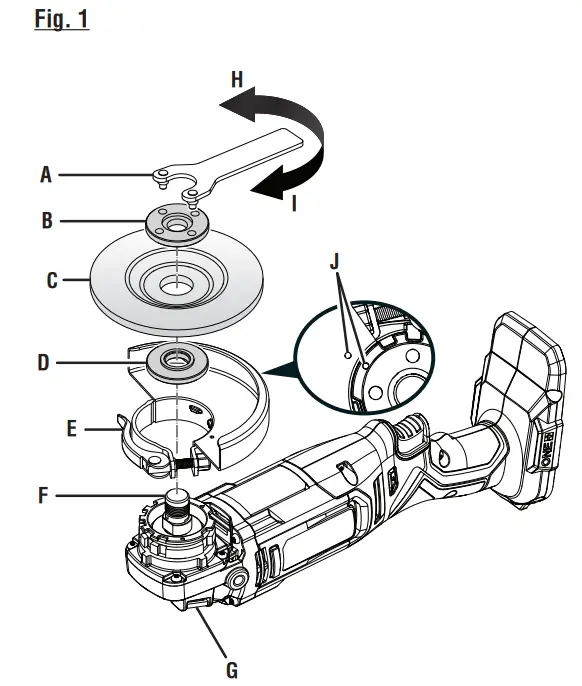 RYOBI PCL445 ONE 18V Cordless 4 1 2 Inch Angle Grinder - fig 2