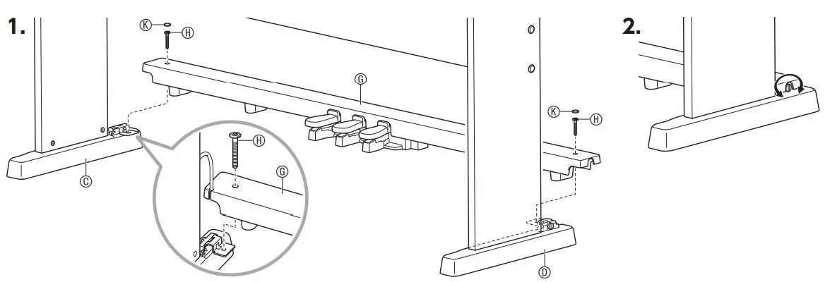 CASIO CS-470P Piano Stand with 3 Pedals User Guide - Place the pedal unit