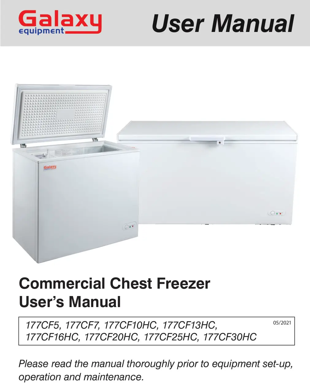 Galaxy Commercial Chest Freezer User Manual