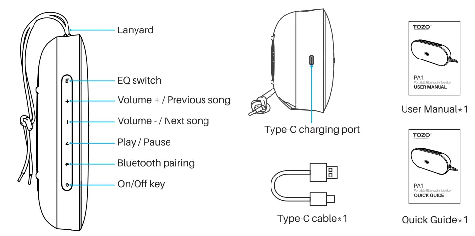 TOZO-PA1-Portable-Bluetooth-Speaker-FIG-1