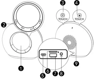 SUNSKY P11 LED Atmosphere Light Bluetooth Speaker with Alarm and Temperature Display - 1