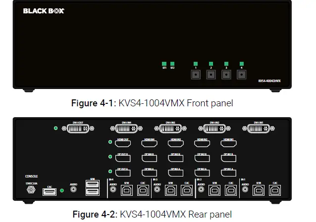 BLACK BOX KVS4-4004DHVX Advanced 4-Port DP Hdmi and DVI-I Secure KVM Switch 1