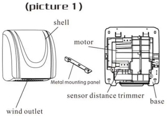 ABIS Express Automatic Electric Hand Dryer - Figure 1