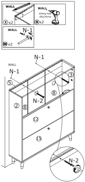 FUFU GAGA LNN-KF210118-01 Multi-colors Wood Shoe Cabinet-FIG23