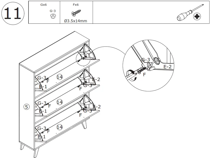 FUFU GAGA LJY-KF210120-01 18 Pair Multi-Colors Composite Shoe Cabinet - 12