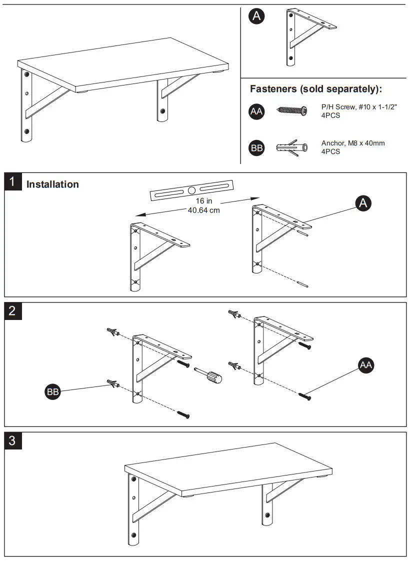 PROJECT SOURCE 25225PSLLG 19.5-in L x 1.16-in W x 13-in D Heavy Duty Gray Shelf Bracket -