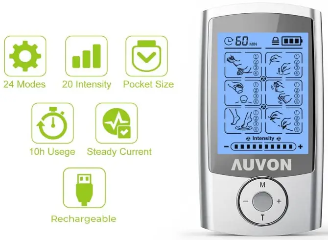 AUVON-SM9126-Rechargeable-TENS-Unit-Muscle-Stimulator-fig-1