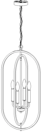 ZEVNI A04824 4-Light Black-Gold Modern-Contemporary Chandelier-fig1