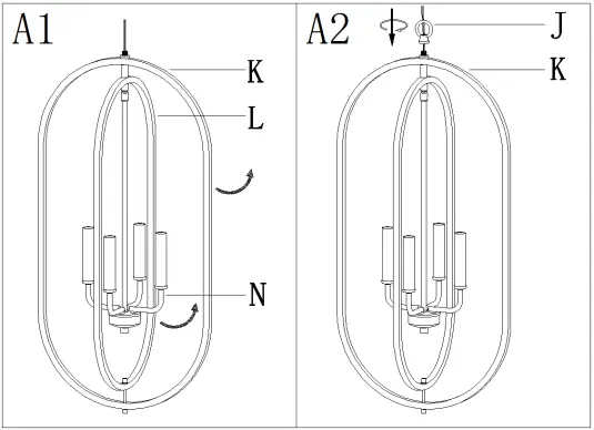 ZEVNI A04824 4-Light Black-Gold Modern-Contemporary Chandelier-fig4