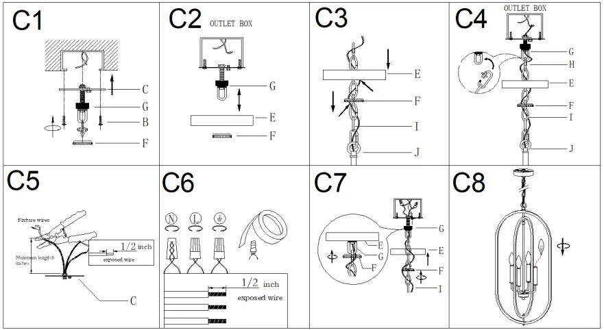 ZEVNI A04824 4-Light Black-Gold Modern-Contemporary Chandelier-fig6